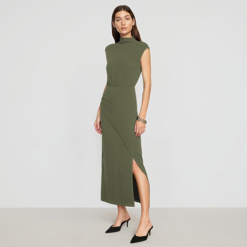 Modern Citizen Yimei Mock-Neck Side-Slit Dress Size MCamo / M